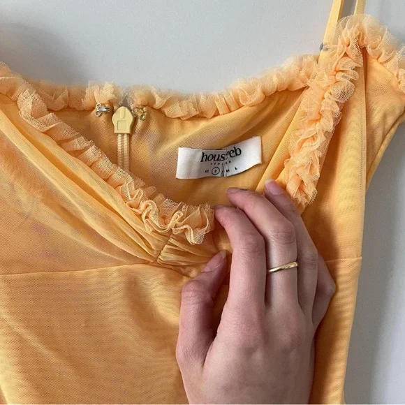 House of CB Yellow Asymmetrical Gabbi Ruffled Gown - Picture 7 of 7